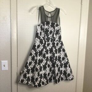 BCBGeneration Black & White Mesh Floral Dress